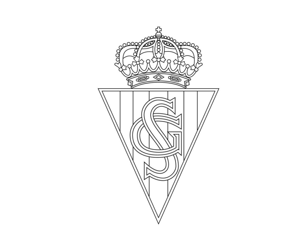 Sporting Gijon Club Logo Symbol Black La Liga Spain Football Abstract Design Vector Illustration