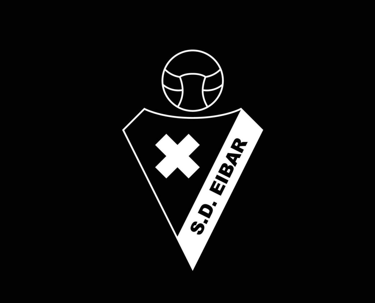 Eibar Club Symbol White Logo La Liga Spain Football Abstract Design Vector Illustration With Black Background