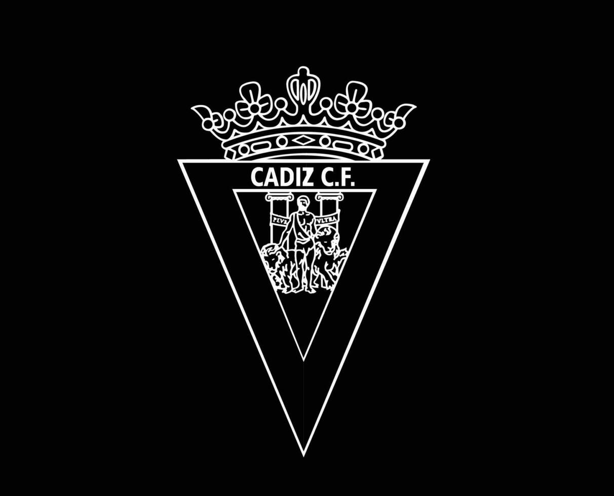 Cadiz CF Club Logo Symbol White La Liga Spain Football Abstract Design Vector Illustration With Black Background