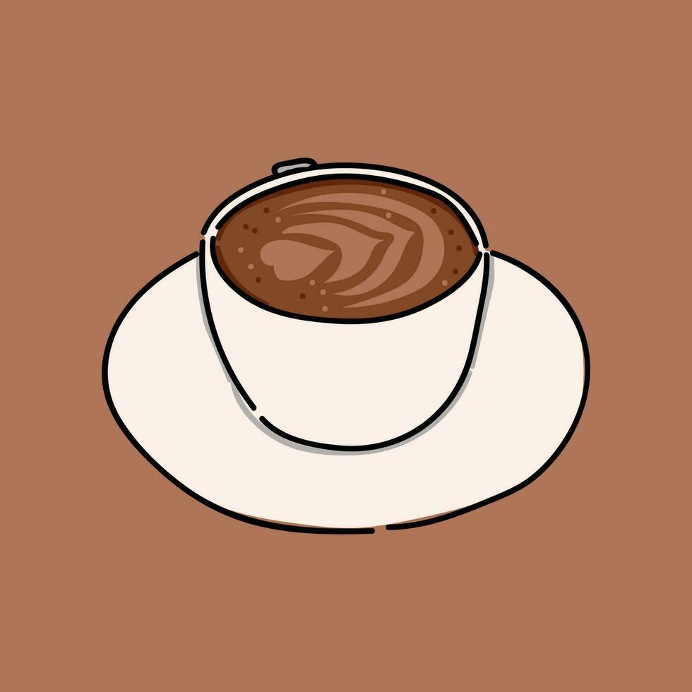 hot latte illustration. Hand drawing. White coffee cups, vector illustration.