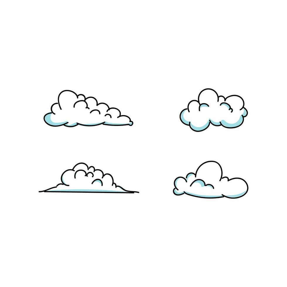 Cloud hand drawing pack vector illustration design, in a white background