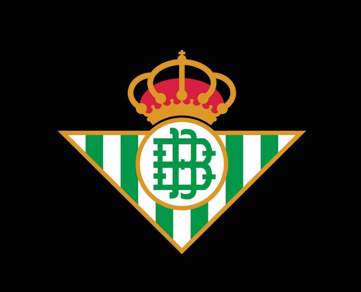 Real Betis Club Logo Symbol La Liga Spain Football Abstract Design Vector Illustration With Black Background