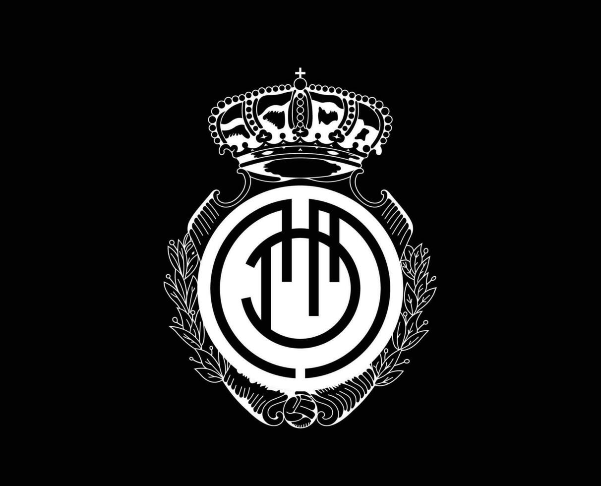 Real Mallorca Club Logo Symbol White La Liga Spain Football Abstract Design Vector Illustration With Black Background