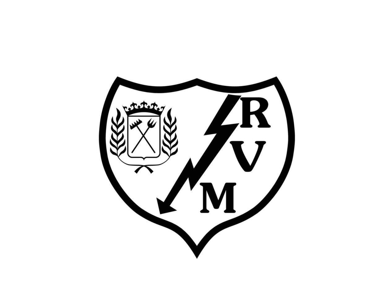 Rayo Vallecano Club Logo Symbol Black La Liga Spain Football Abstract Design Vector Illustration