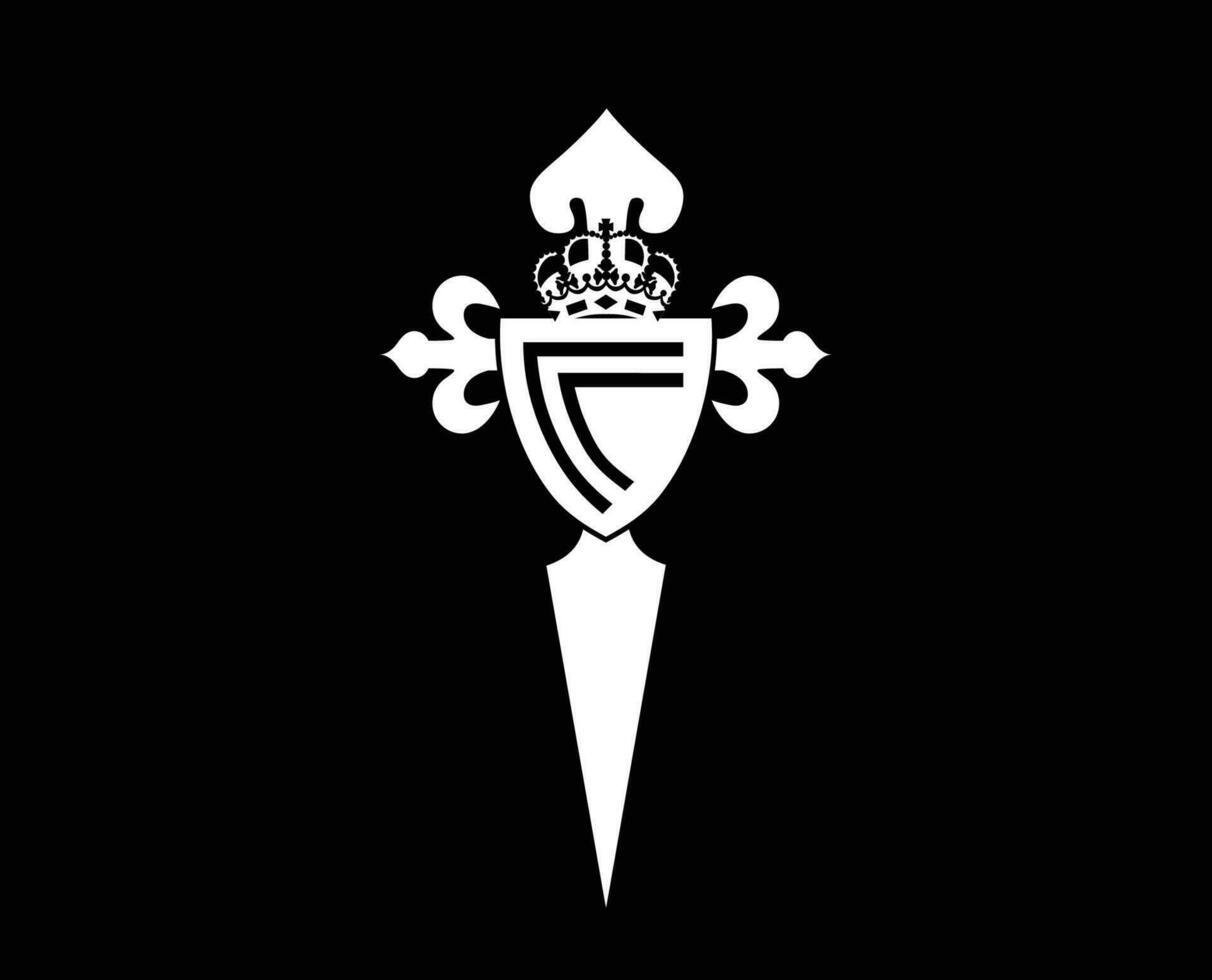 celtas Delaware vigo club logo símbolo blanco la liga España fútbol americano resumen diseño vector ilustración con negro antecedentes