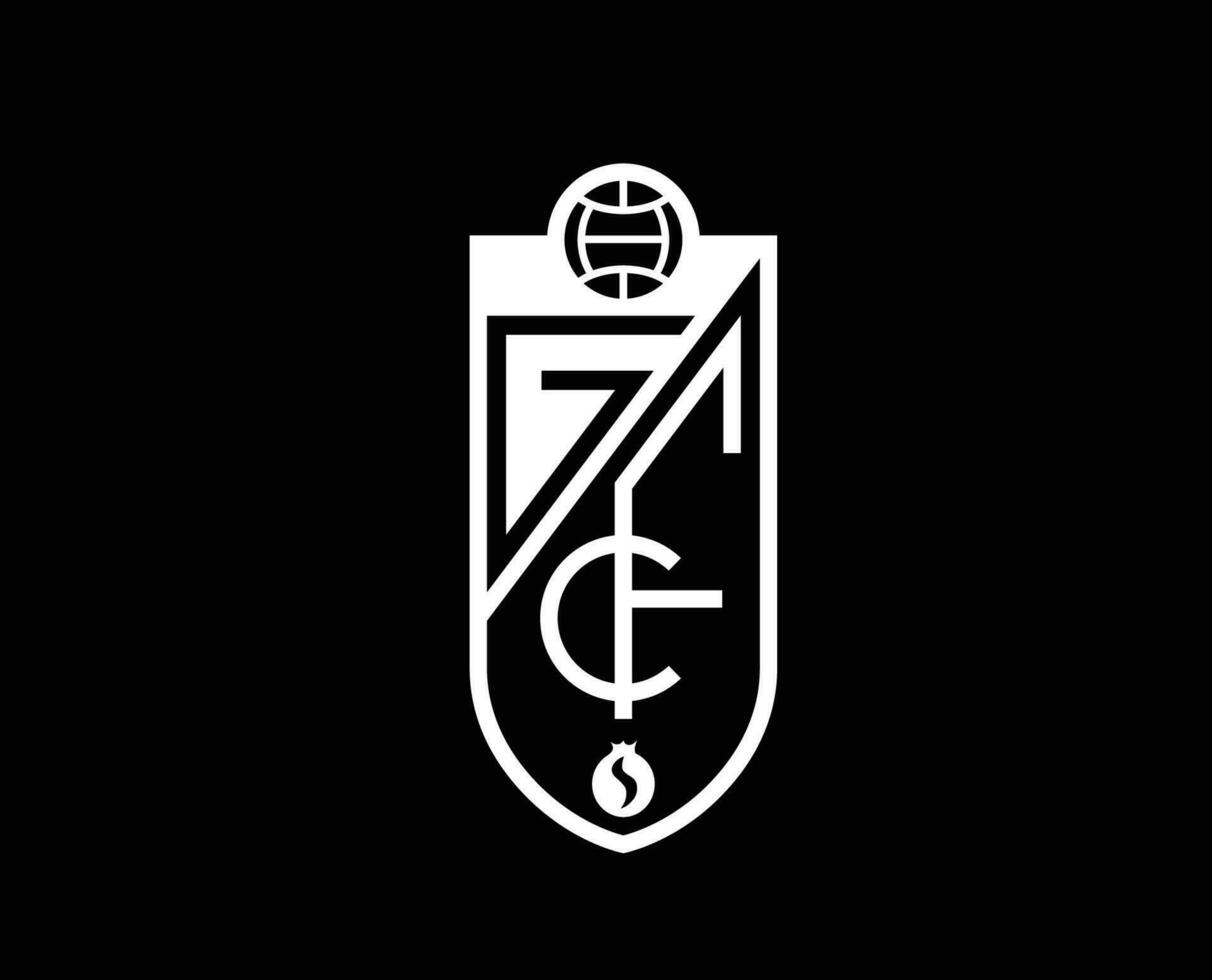 Granada Club Symbol Logo White La Liga Spain Football Abstract Design Vector Illustration With Black Background