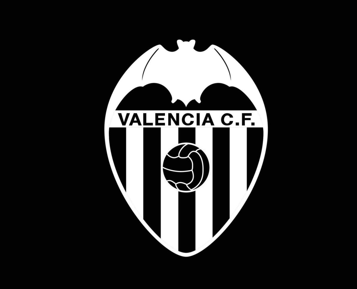Valencia Club Symbol Logo White La Liga Spain Football Abstract Design Vector Illustration With Black Background