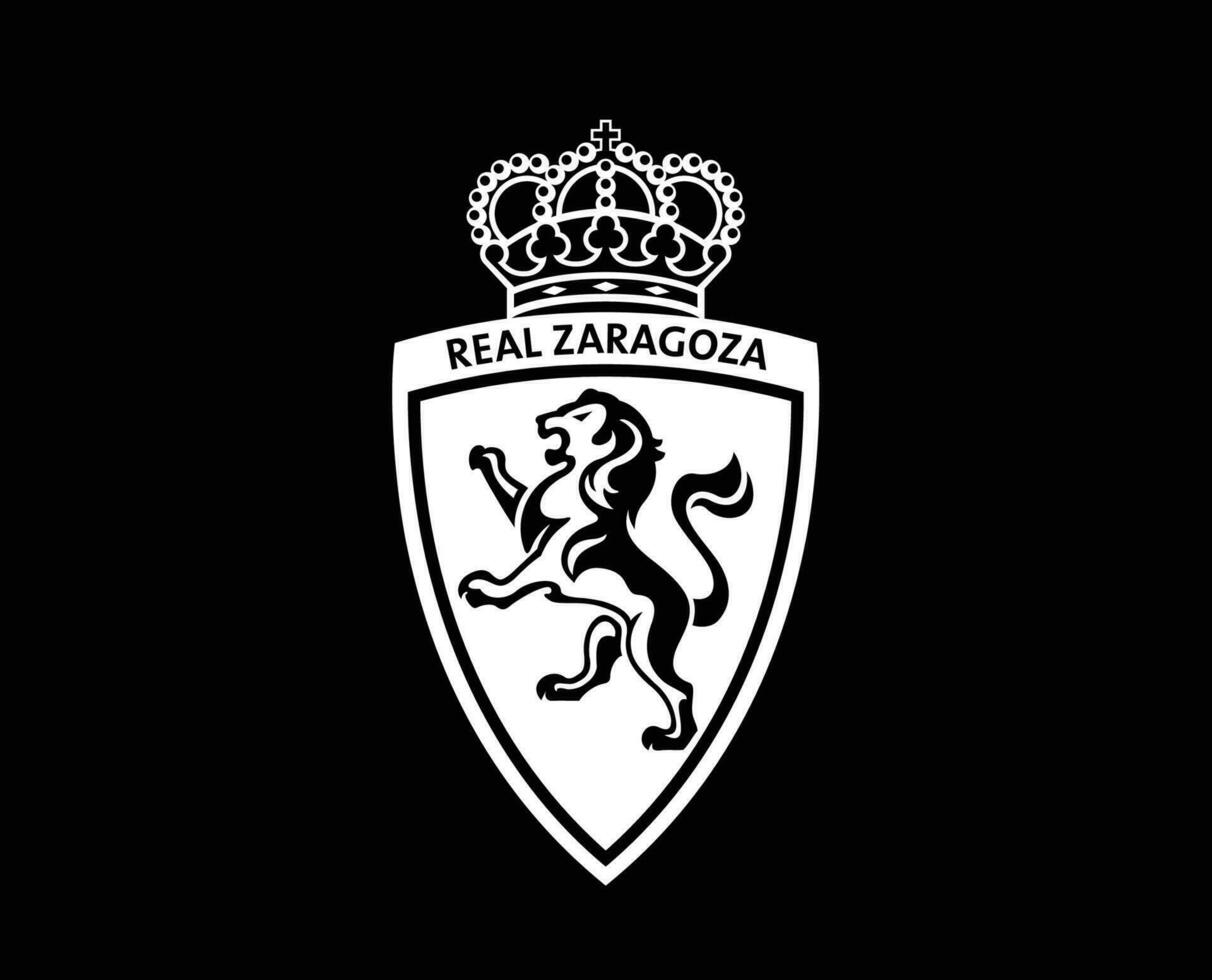 Real Zaragoza Club Logo Symbol White La Liga Spain Football Abstract Design Vector Illustration With Black Background