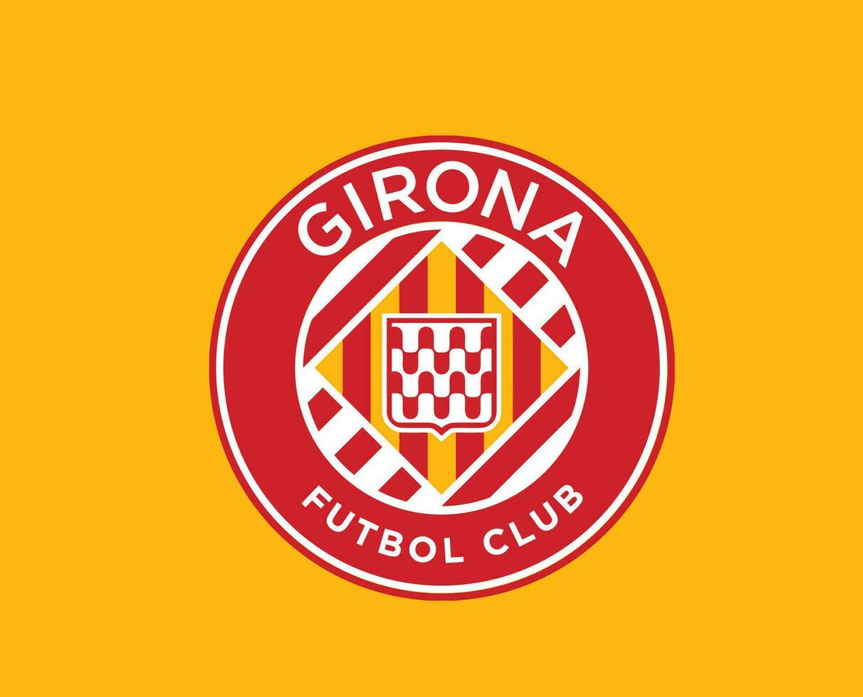 Girona Club Logo Symbol La Liga Spain Football Abstract Design Vector Illustration With Yellow Background