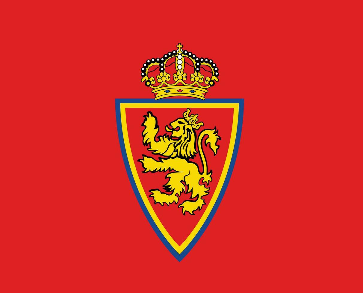 Real Zaragoza Club Symbol Logo La Liga Spain Football Abstract Design Vector Illustration With Red Background