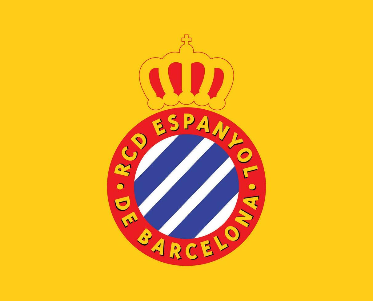 Espanyol Club Symbol Logo La Liga Spain Football Abstract Design Vector Illustration With Yellow Background
