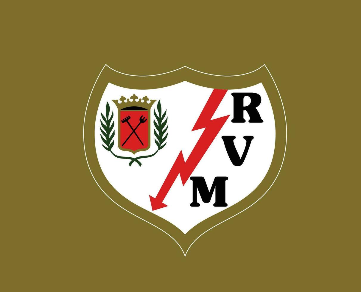 Rayo Vallecano Club Symbol Logo La Liga Spain Football Abstract Design Vector Illustration With Brown Background