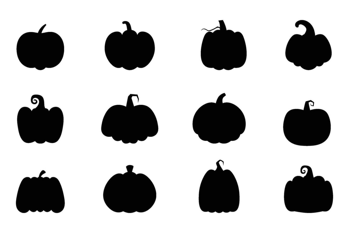 set of black pumpkins isolated on a white background. vector