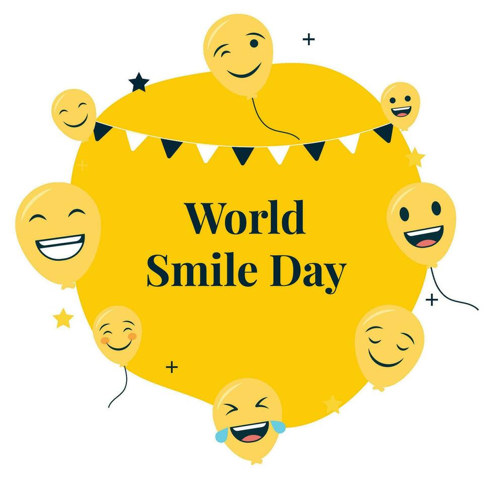 Happy world smile day Background with balloon emojis composition. vector