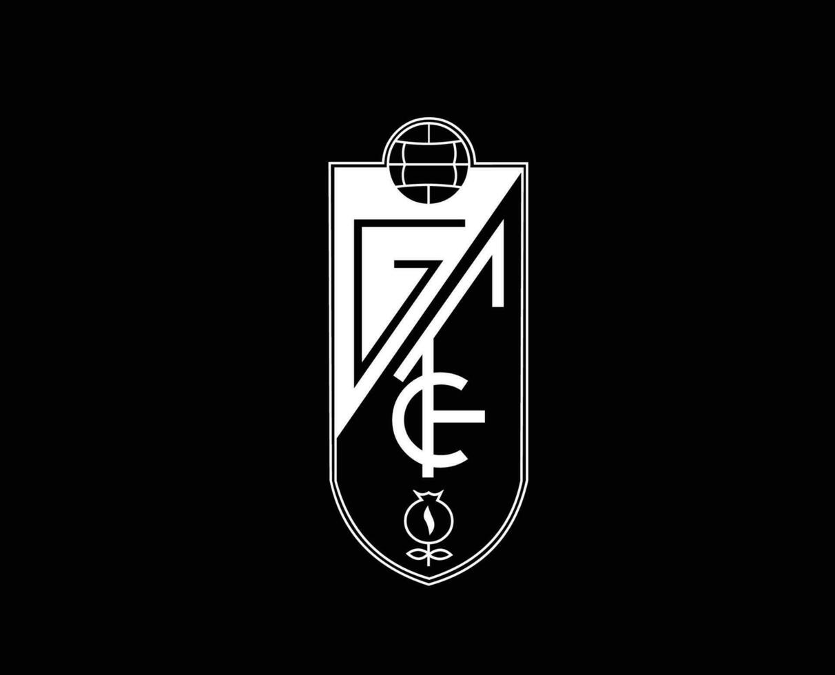 Granada Club Logo White Symbol La Liga Spain Football Abstract Design Vector Illustration With Black Background