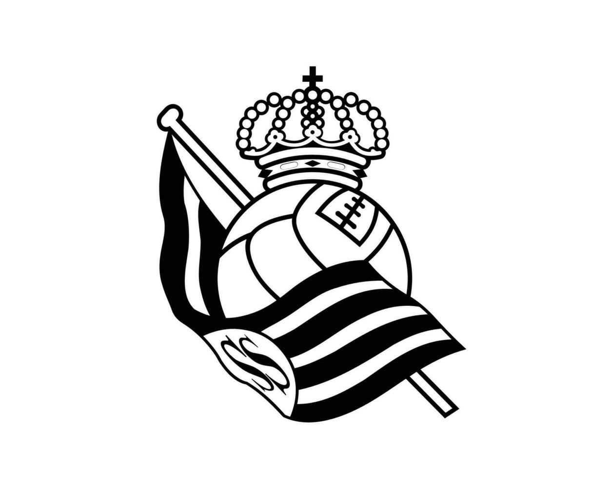 real sociedad club logo símbolo negro la liga España fútbol americano resumen diseño vector ilustración