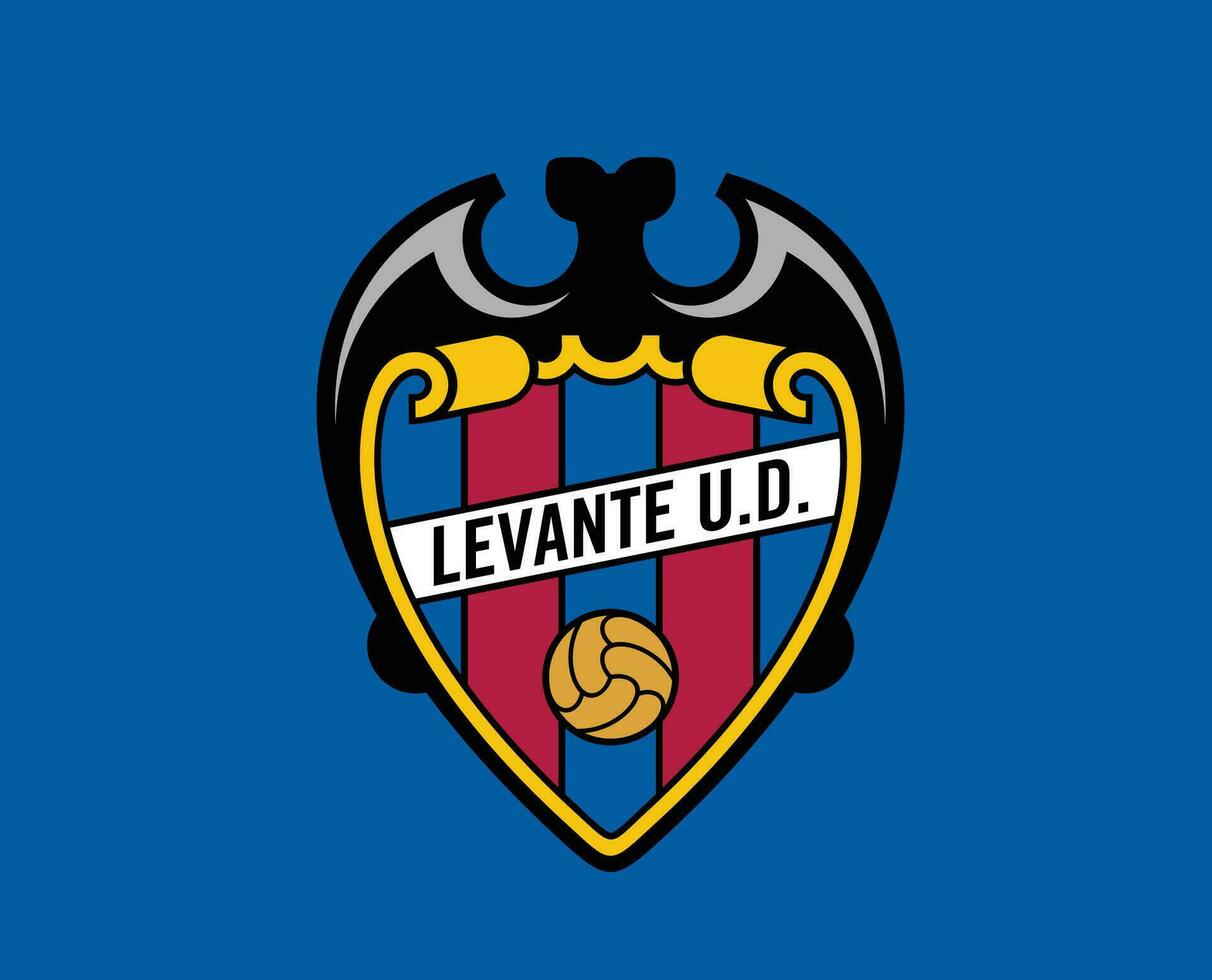 Levante Club Logo Symbol La Liga Spain Football Abstract Design Vector Illustration With Blue Background