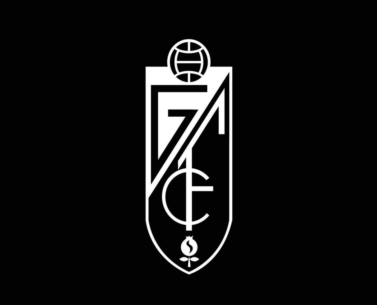 Granada Club Logo Symbol White La Liga Spain Football Abstract Design Vector Illustration With Black Background