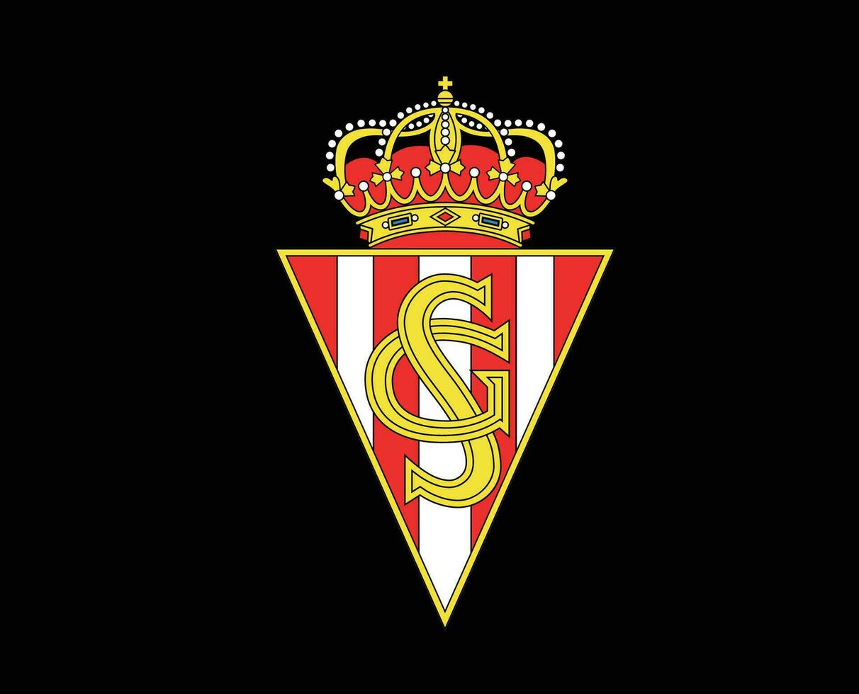 Sporting Gijon Club Logo Symbol La Liga Spain Football Abstract Design Vector Illustration With Black Background