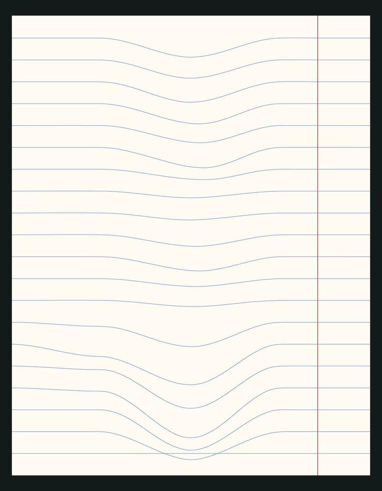lined notebook sheet, curved ruler. school notebook, student, back to school. lined notebook background vector