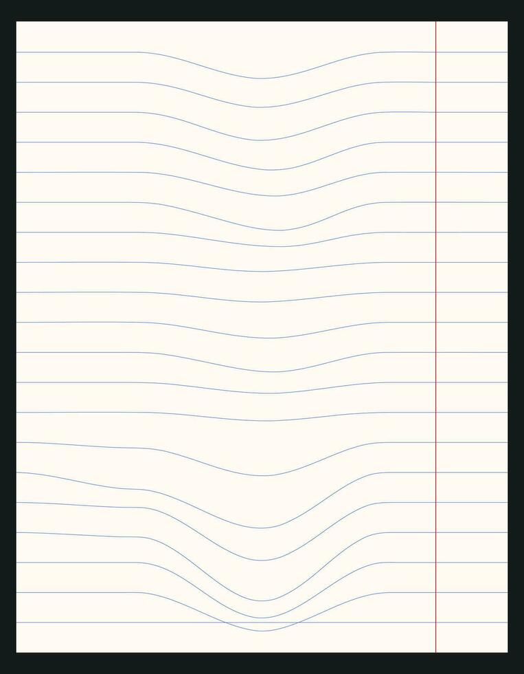 lined notebook sheet, curved ruler. school notebook, student, back to school. lined notebook background vector