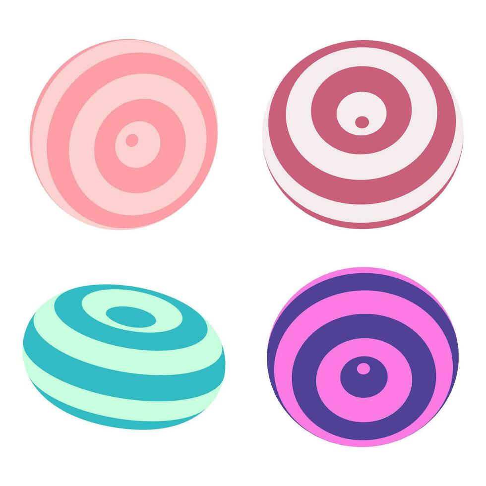cute striped abstract circle shape collection vector