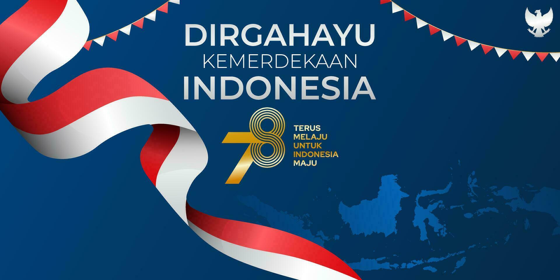 elegante bandera para el 78º indonesio independencia día vector