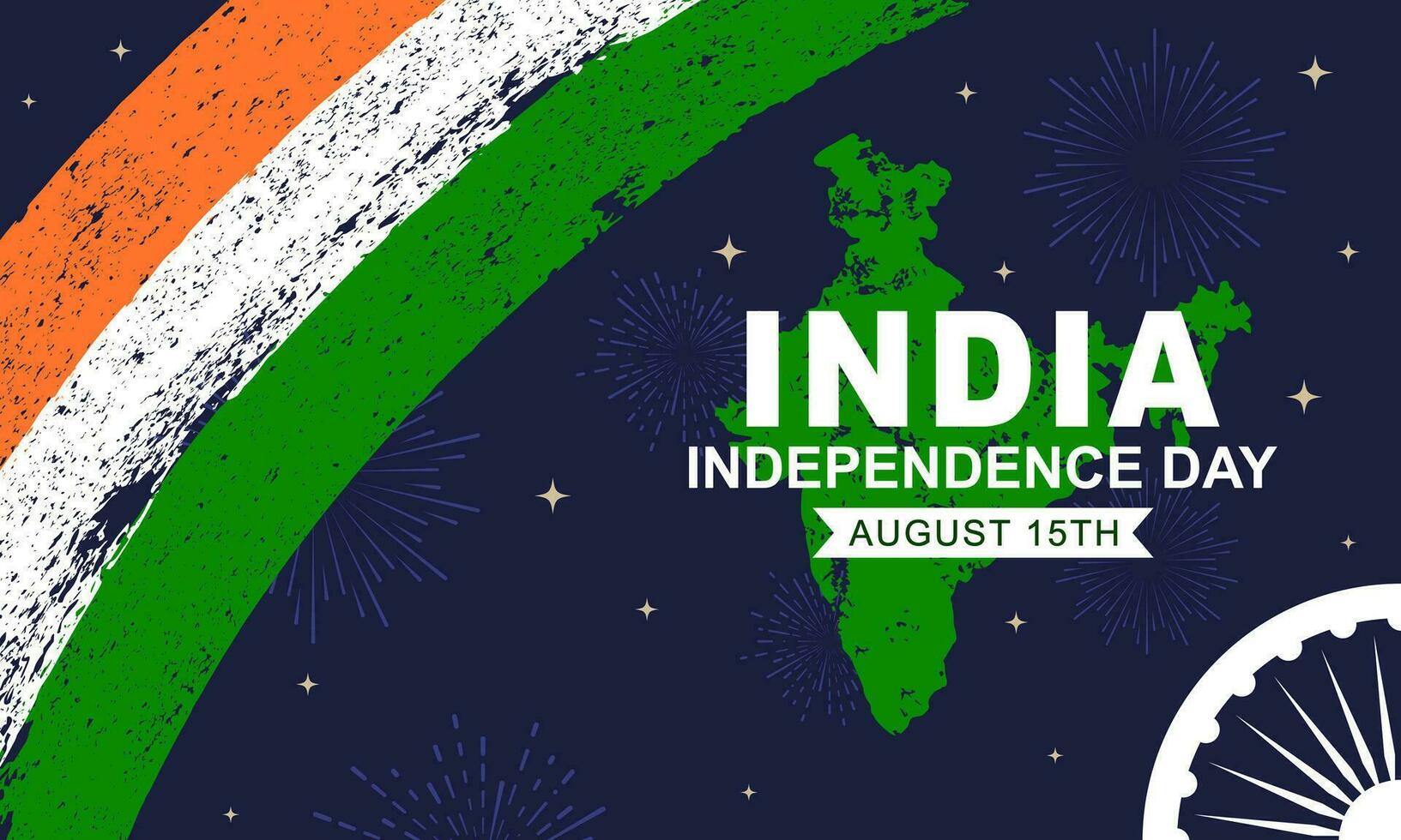 India independence day greeting flat cartoon banner design vector