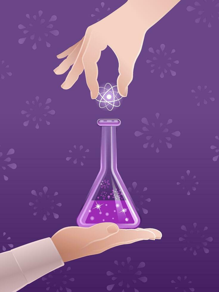 Scientific Laboratory Work. Vector illustration on the subject of Science Experiments.
