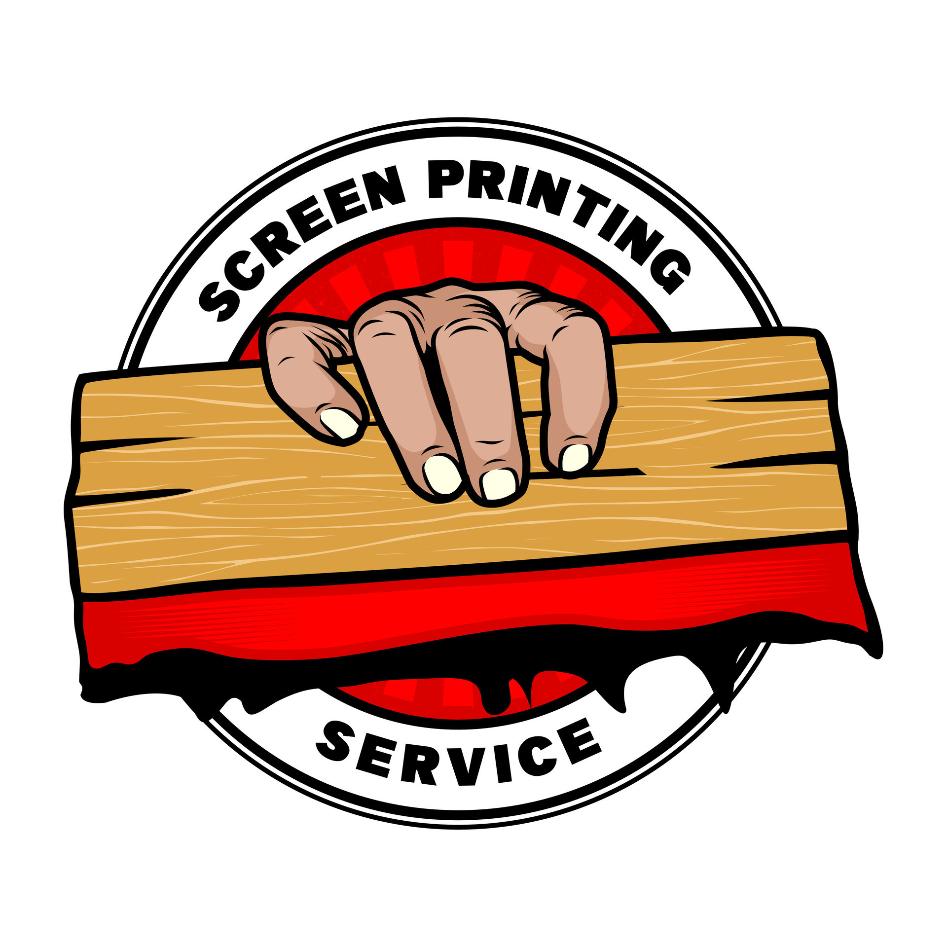 screen printing silk with hand holding squeegee logo design inspiration,  Design element for logo, poster, card, banner, emblem, t shirt. Vector  illustration 27012176 Vector Art at Vecteezy