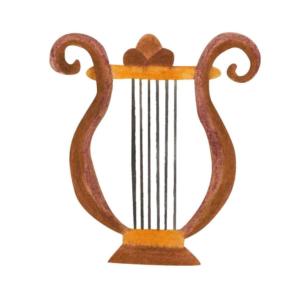 Harp. Watercolor illustration. vector