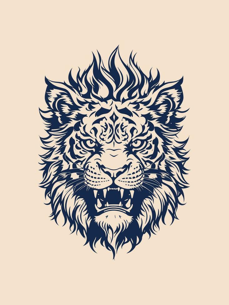 Lion tiger head vector illustration 27012427 Vector Art at Vecteezy