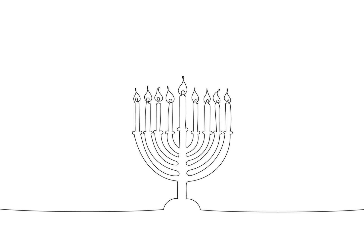 Hanukkah menorah one continuous line vector illustration