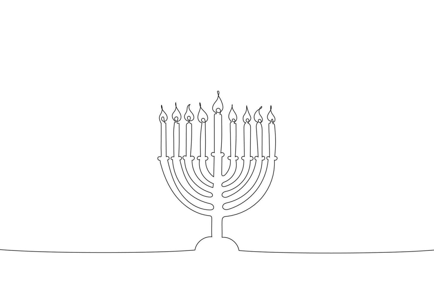 Hanukkah menorah one continuous line vector illustration