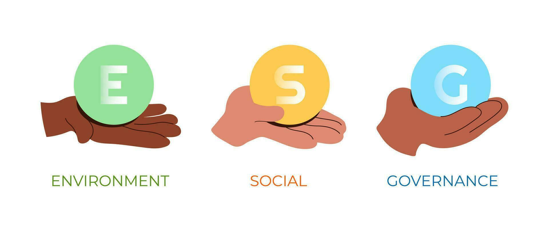 Hands holding Environment Social Governance concept vector illustration