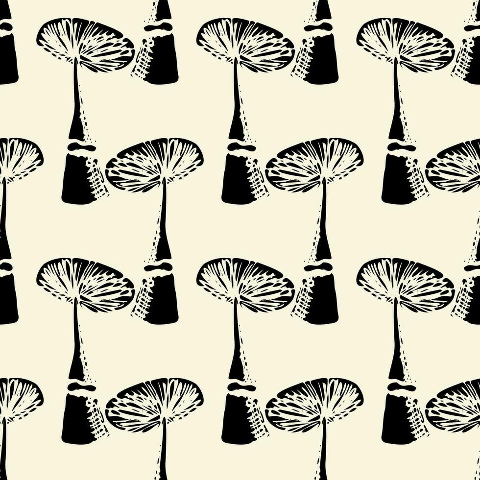 Abstract mushroom sketch seamless pattern vector illustration