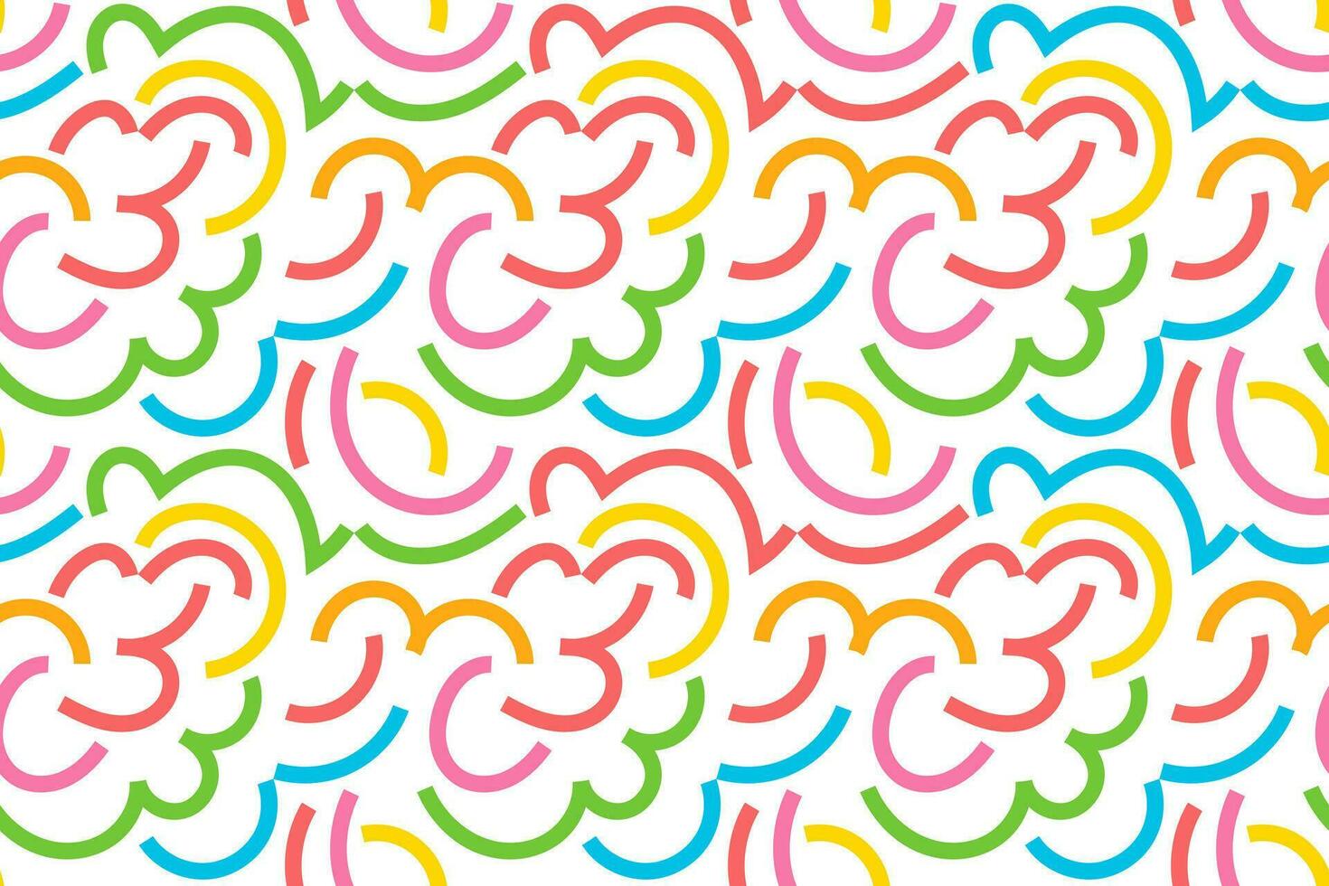 Colorful lines squiggle seamless pattern vector illustration