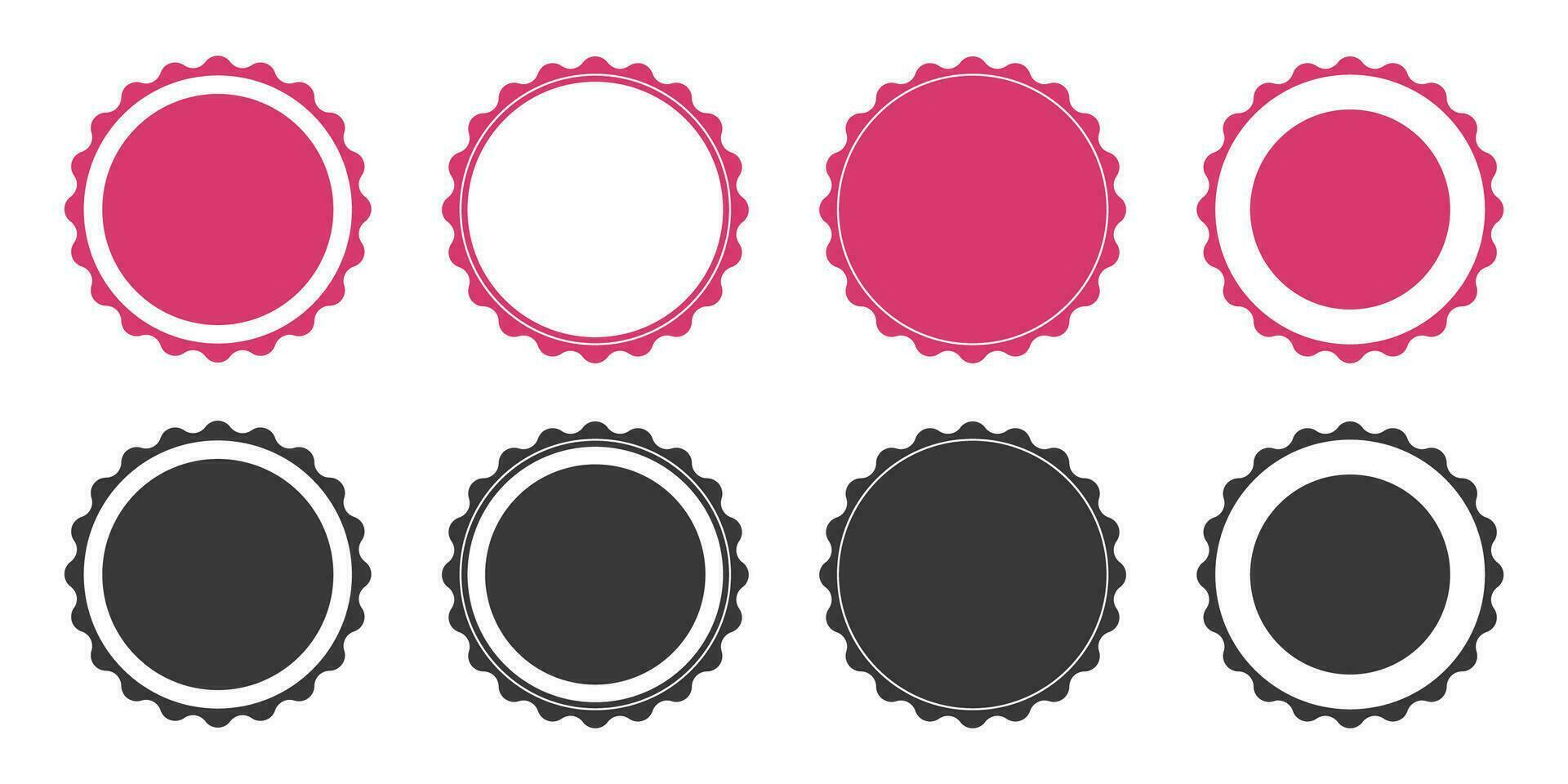 Round stamp signs set. Shape, badge star. Circle signs collection. Simple illustration vector