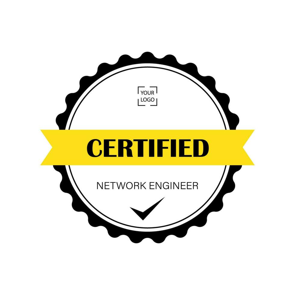 Professional round certificate of  Network Engineer vector