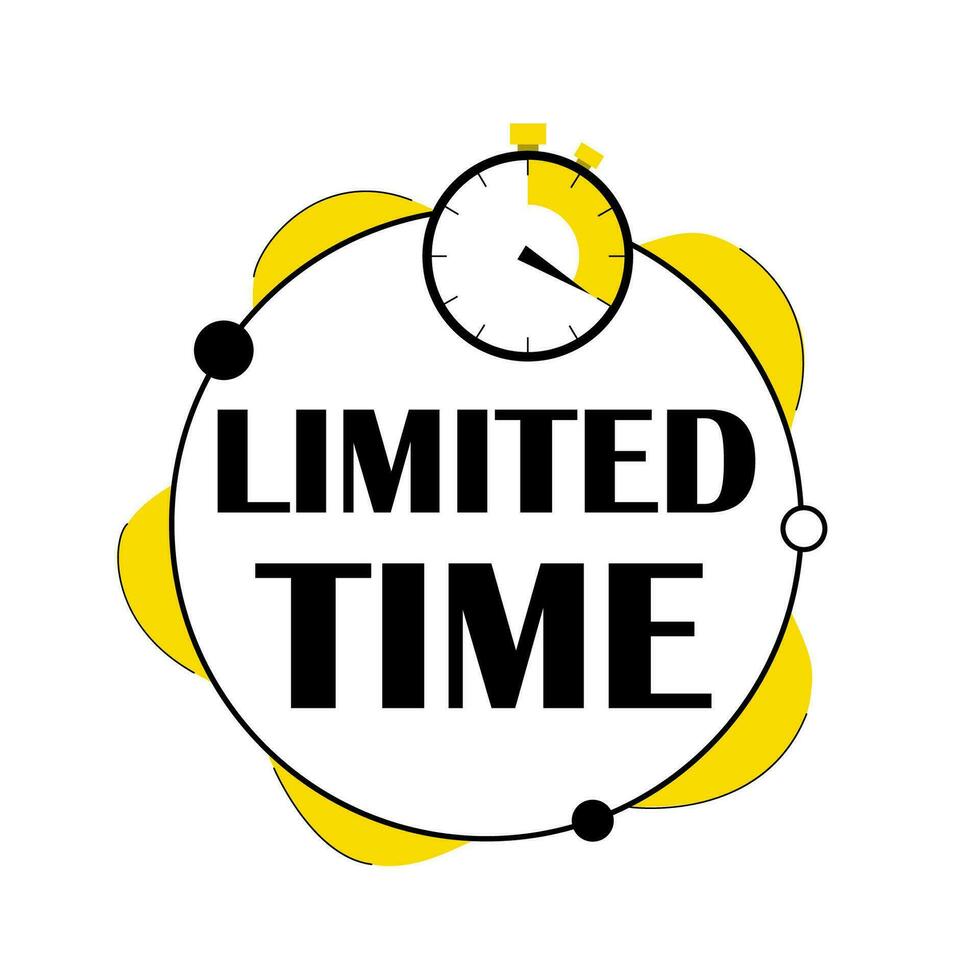 Limited time. Promo business offer label with clock vector