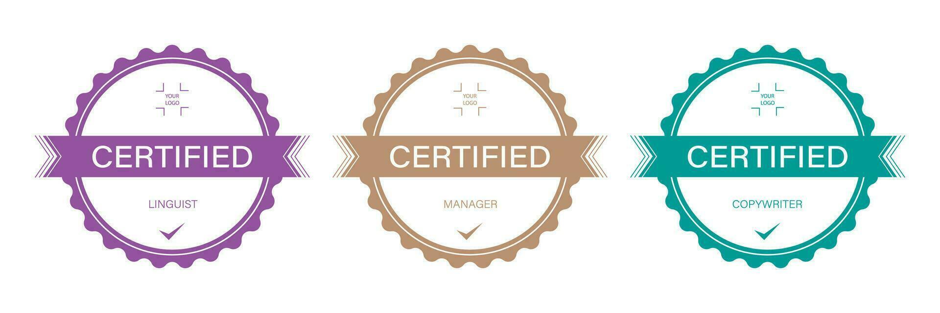 Unlock Opportunities with Our Exclusive Round Certificate Vector Illustration for Linguist, Manager and Copywriter.