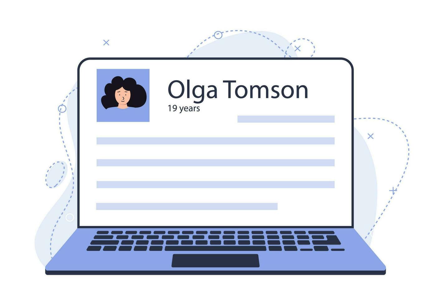 Resume of a young potential worker. An example of a job search site vector