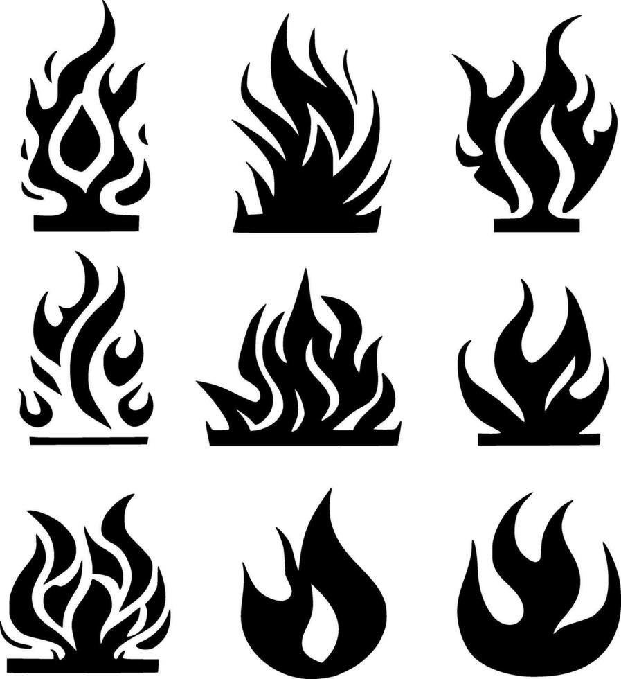 negro fuego icono vector