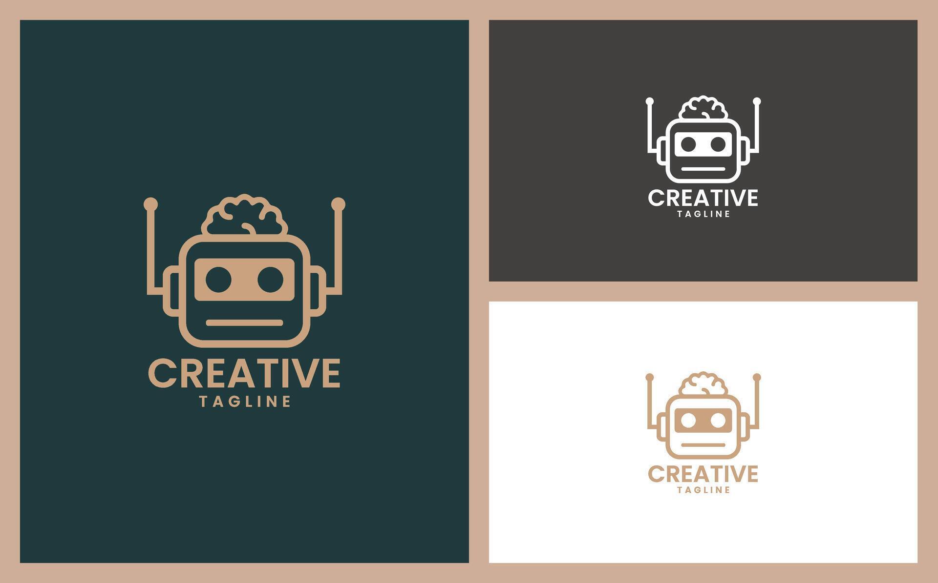 Robot logo with artificial intelligence brain 27012862 Vector Art at ...