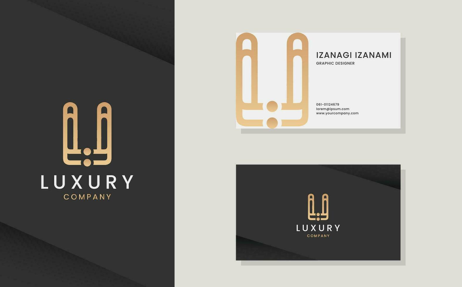 Luxury vector logotype with business card template. Premium U letter logo with gold design. Elegant corporate identity.