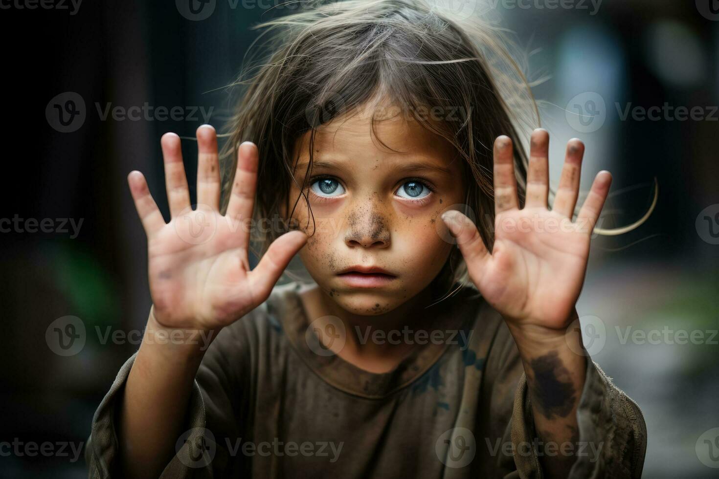 Begging hands of a kid photo