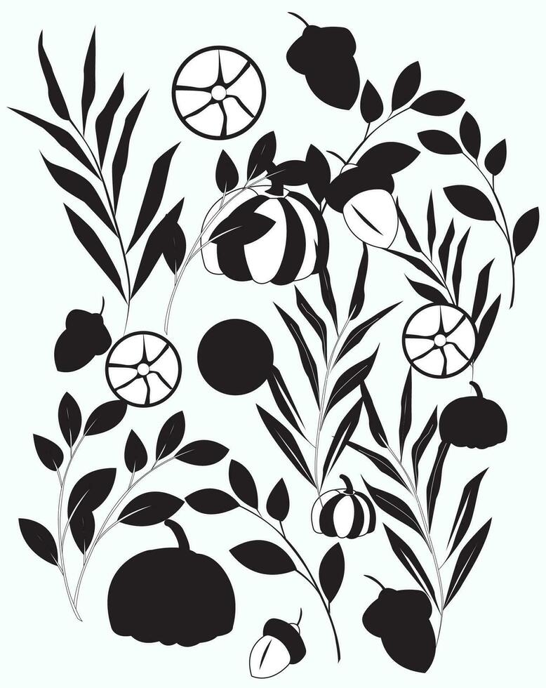 autumn in black and white vector