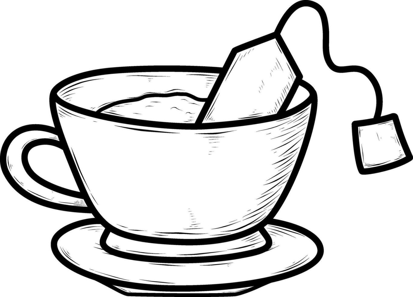 a cup of warm tea with leaves and teabags vector