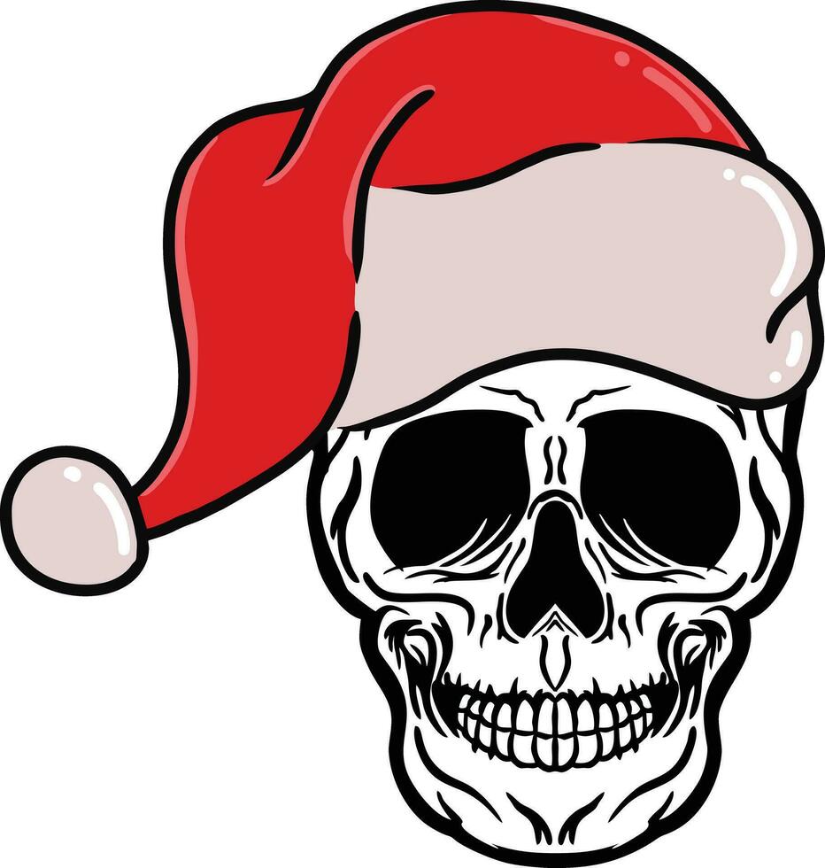 Santa skull vector mascot character