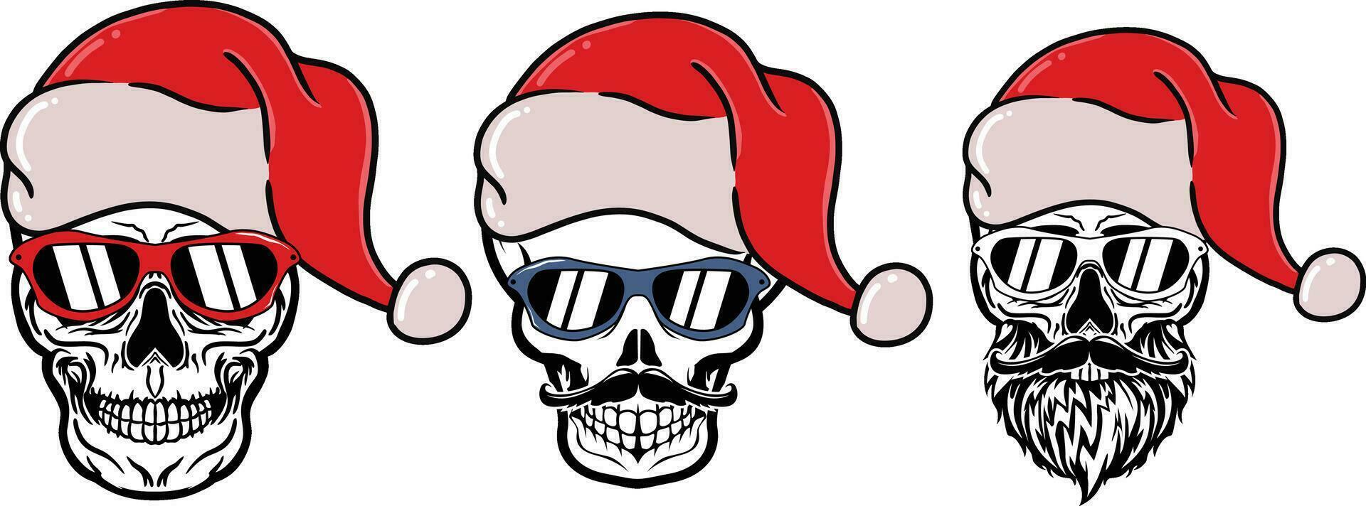 Santa skull vector mascot character